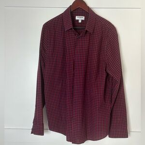 Express Men's Burgundy Plaid Shirt size XL 17-17 1/2 slim fit